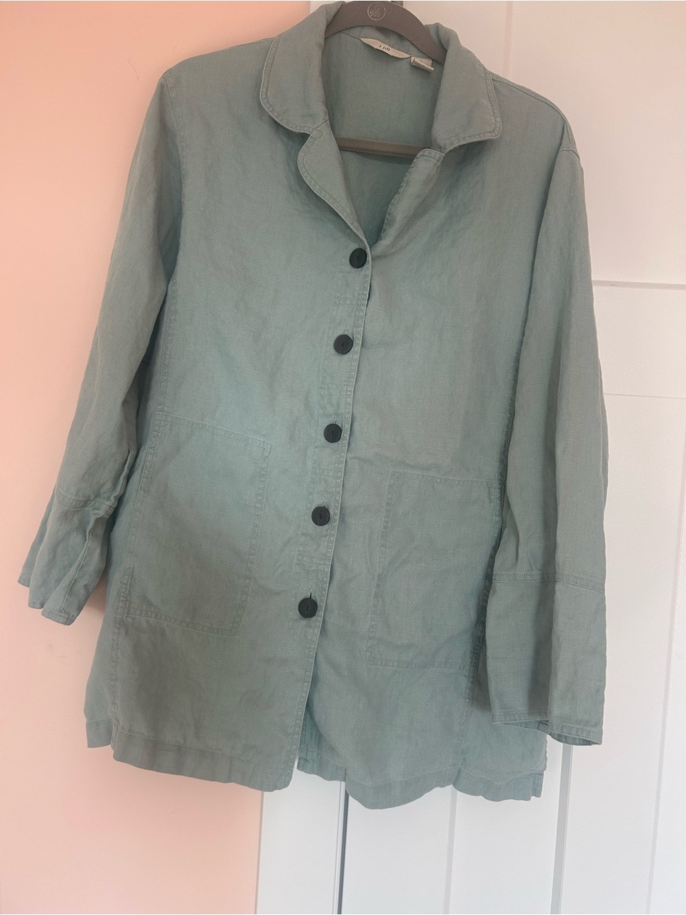 J. Jill sage green jacket is crafted from 100% linen